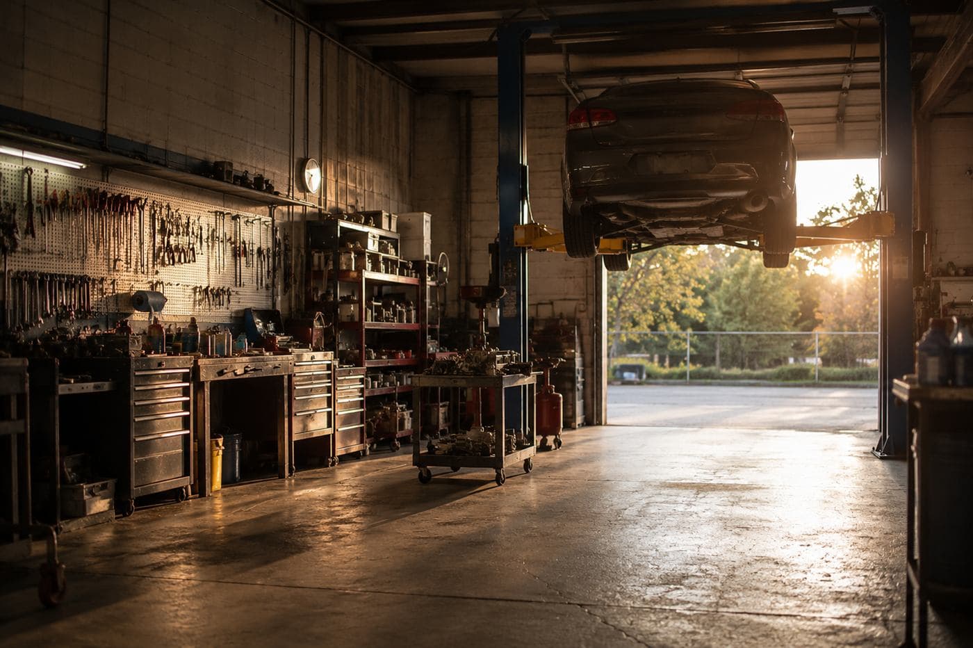 Inside the B&R Auto Repair shop